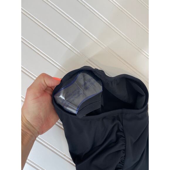 NWOT Michael Kors One Piece Swimsuit Black V-Neck Ruched Cinched 1-PC Swimsuit S - Picture 5 of 5